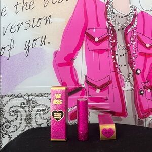 Too Faced Metallic Sparkle Lipstick in Glittering Pink